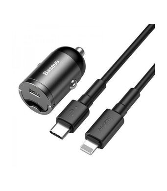Автомобильное зарядное устройство Baseus Tiny Star Mini PPS 30W Type-C (Type-C to Lightning 18W Cable) - Gray (TZVCHX-0G), цена | Фото