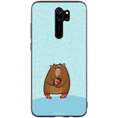 TPU+PC чохол ForFun для Xiaomi Redmi Note 8 Pro - Медведь и снегирь / Блакитний, ціна | Фото