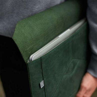 Шкіряний чохол ручної роботи INCARNE MESSAGE для MacBook Air 13 (2012-2017) - Зелений, ціна | Фото