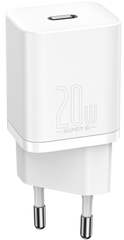 Зарядное устройтво Baseus Super Silicone PD Charger 20W (1Type-C) - White, ціна | Фото