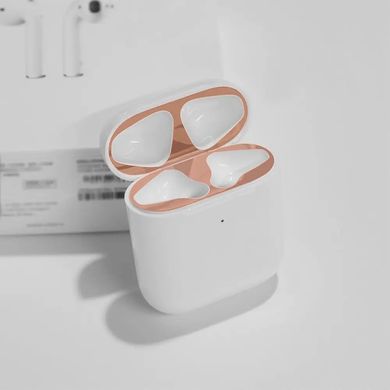 Никелевые защитные наклейки MIC для Apple AirPods с беспроводным зарядным футляром - золотые, цена | Фото