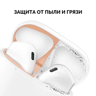 Никелевые защитные наклейки MIC для Apple AirPods с беспроводным зарядным футляром - золотые, цена | Фото
