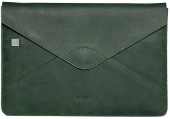 Шкіряний чохол ручної роботи INCARNE MESSAGE для MacBook Pro 15 (2016-2019) - Зелений, ціна | Фото