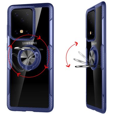TPU+PC чохол Deen CrystalRing під магнітний тримач для Samsung Galaxy S20 Ultra - Бесцветный / Темно-Синій, ціна | Фото