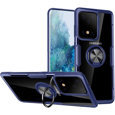 TPU+PC чохол Deen CrystalRing під магнітний тримач для Samsung Galaxy S20 Ultra - Бесцветный / Темно-Синій, ціна | Фото