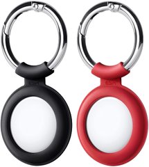 Силиконовый брелок с кольцом для AirTag ESR Cloud Tag Keychain (2шт) - Black/Red, цена | Фото