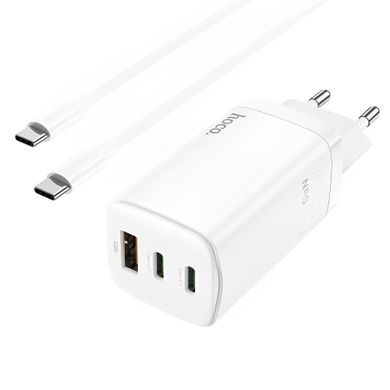 Зарядний пристрій HOCO N16 Scenery 2Type-C + USB 65W + Cable (Type-C to Type-C) - White, ціна | Фото