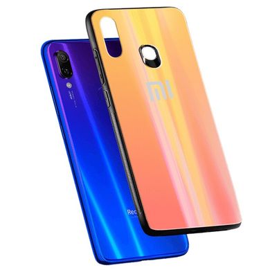 TPU+Glass чехол Gradient Aurora с лого для Xiaomi Redmi Note 7 / Note 7 Pro / Note 7s - Фиолетовый, цена | Фото