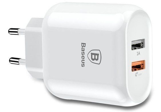 Зарядное устройство Baseus Bojure Series Dual-USB Quick Charge Charger for EU 23W - White (CCALL-AG02), цена | Фото