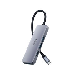 Хаб WIWU Alpha 440 Pro (USB-C to 4xUSB 3.0) - Gray, ціна | Фото