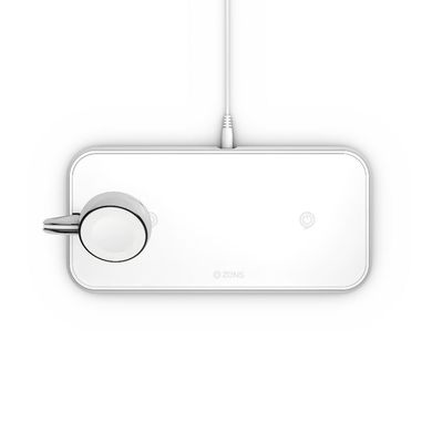 Беспроводное зарядное устройство Zens Dual Aluminium Wireless Charger + Apple Watch 10W White (ZEDC05W/00), цена | Фото
