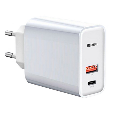 Зарядний пристрій Baseus Wall Charger USB-C and USB PPS Quick Charge 30W with USB-C Cable White (TZCAFS-A02), ціна | Фото