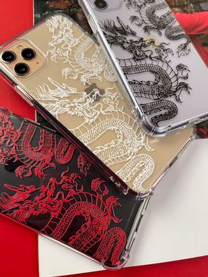 Силіконовий прозорий чохол Oriental Case (Dragons Black) для iPhone 15 Plus