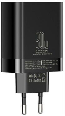 Зарядное устройство Baseus Mirror Lake Digital Display Travel Charger 30W 4USB - Black, цена | Фото