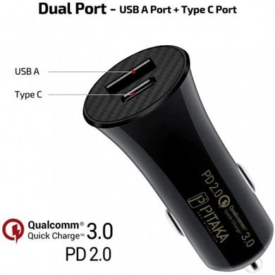 Автозарядка Pitaka Smart Car Charger USB-C PD/QC Black (36W) (CA2001), цена | Фото