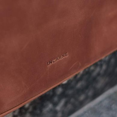 Шкіряна сумка ручної роботи з ременем INCARNE BRUNO для ноутбука 15-16 дюймов - Кон'як, ціна | Фото