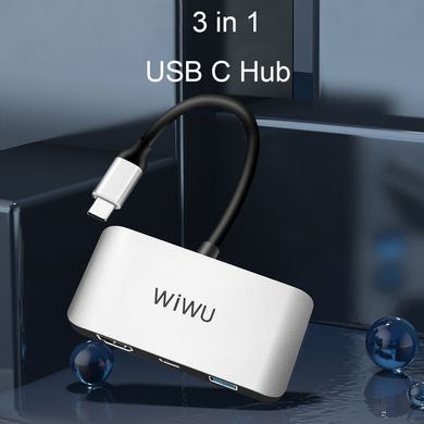 Адаптер WIWU Alpha C2H (1xUSB3.0/1xType-C/1xHDMI) - Gray, ціна | Фото