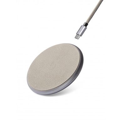 Бездротовий зарядний пристрій Decoded Wireless 10W (7.5W), USB-C кабель 1.2 м, Silver Metal - Grey Leather, ціна | Фото