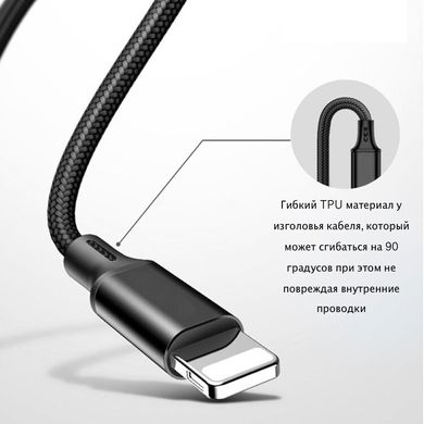 Кабель 3в1 WIWU YZ108 3in1 Charging Cable (Lightning/Type-C/Micro-USB) - Black, цена | Фото