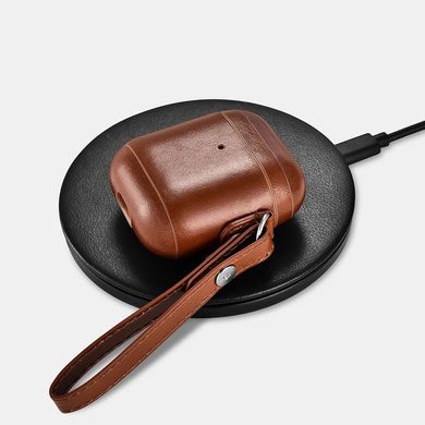 Чохол iCarer Vintage Leather Airpods Protective Case with LED Indicator Hole (with Wrist Strap Lanyard) - Brown, ціна | Фото