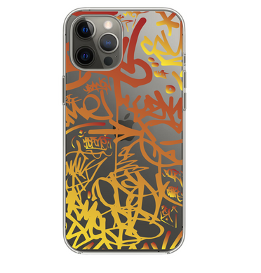 Силиконовый прозрачный чехол Oriental Case (Graffiti Orange Yellow) для iPhone 15 Pro