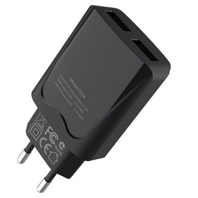 Сетевое зарядное устройство HOCO C52A Authority 2.1A 2USB - White, цена | Фото