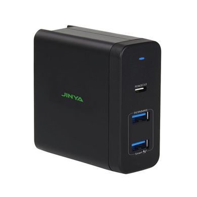 Зарядное устройство JINYA 60W USB-C Wall Charger Travel Plugs (Type-C PD Port / 2xUSB-A 15W) - Black (JA5012), цена | Фото