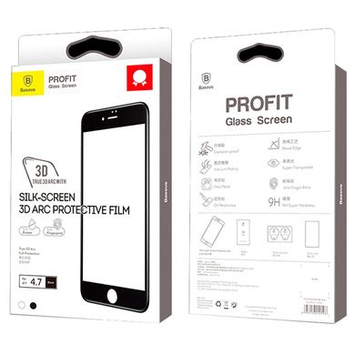 Захисне скло Baseus Silk-screen Profit Glass 3D Arc Black For iPhone 6s Plus, ціна | Фото