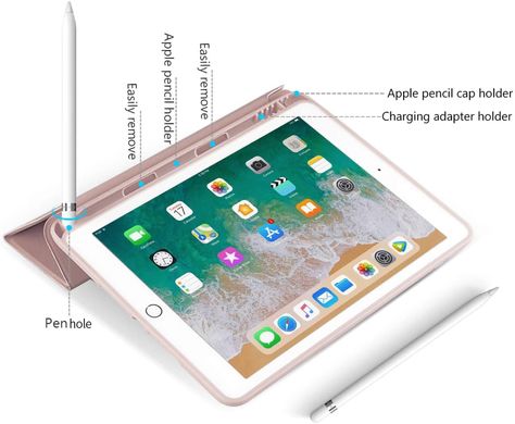 Чохол-книжка з тримачем для стілуса STR Trifold Pencil Holder Case PU Leather for iPad 9.7 (2017-2018) - Pink, ціна | Фото