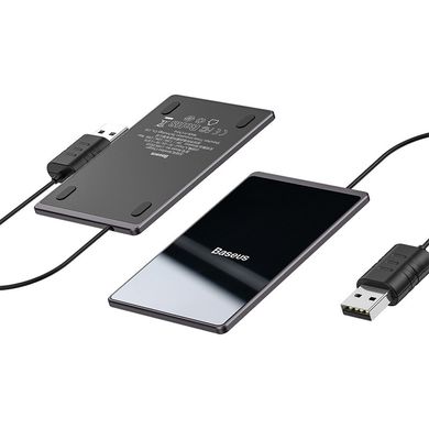 Бездротовий З/П Baseus Card Ultra-Thin 15W (with USB cable 1m) Wireless Charger Black (WX01B-01), ціна | Фото