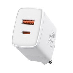 Зарядний пристрій Baseus Compact Quick Charger 20W PD+QC (Type-C + USB) - White (CCXJ-B02), ціна | Фото