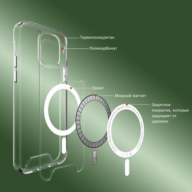 Прозрачный противоударный чехол с MagSafe STR Space Case for iPhone 13 Pro - Clear, цена | Фото