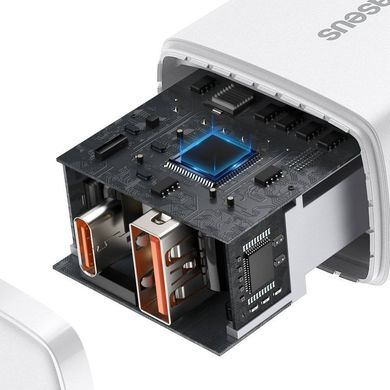 Зарядное устройство Baseus Compact Quick Charger 20W PD+QC (Type-C + USB) - White (CCXJ-B02), цена | Фото