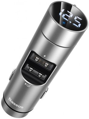 Автомобильная зарядка FM-трансмиттер Baseus Energy Column Bluetooth FM Launcher 3,1A 2USB - Silver, цена | Фото