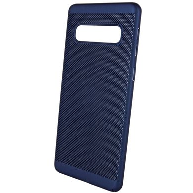 Ультратонкий дышащий чехол Grid case для Samsung Galaxy S10+ - Темно-синий, цена | Фото