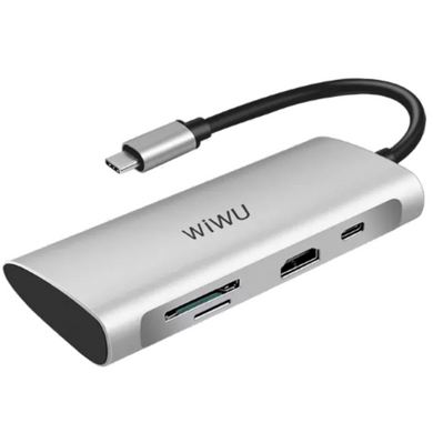 Хаб WIWU Alpha 7 in 1 Type-C / HDMI / SD / Micro SD / 3xUSB 3.0 - Gray, ціна | Фото