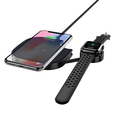 Беспроводное зарядное устройство для iPhone и Apple Watch USAMS 2IN1 Wireless Charger - Black (US-CD89), цена | Фото