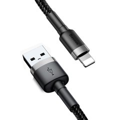 Кабель Baseus Cafule Cable USB to Lightning 2.4A (3m) Gray+Black (CCALKLF-RG1), ціна | Фото