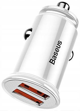 Автомобильное зарядное устройство Baseus Circular Plastic A+A 30W Dual QC3.0 Quick Car Charger - White, цена | Фото