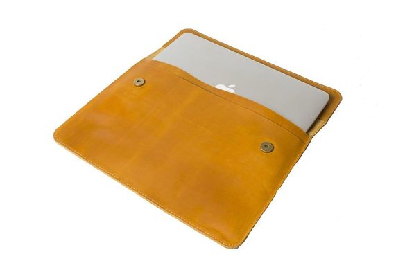 Шкіряний чохол Handmade Sleeve для MacBook 12/Air/Pro/Pro 2016 - жовтий (03020), ціна | Фото