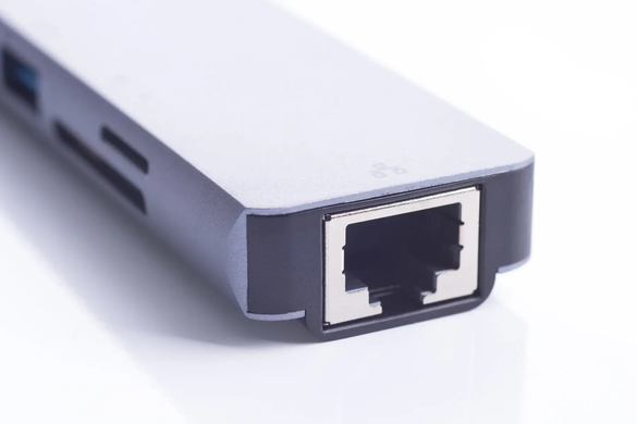 Перехідник для MacBook ZAMAX 8in1 (2xPD/2xUSB/4K HDMI/RJ45/SD/mSD) - Gray, ціна | Фото