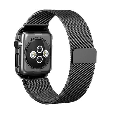Ремешок с защитным чехлом USAMS Milanese Loop with Case for Apple watch 44mm - Black, цена | Фото