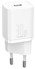 Зарядний пристрій Baseus Super Silicone PD Charger 30W (1Type-C) - White (CCSUP-J02), ціна | Фото