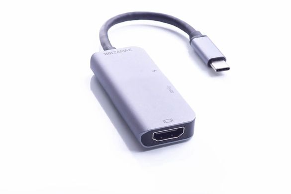 Хаб ZAMAX Aluminum Series 3in1 (USB 3.0+HDMI(4K)+Type-C) - Gray, ціна | Фото