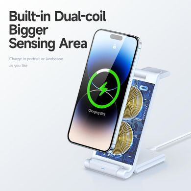 Док-станція DUZZONA W10-A 3-in-1 Wireless Charger Stand - White, ціна | Фото