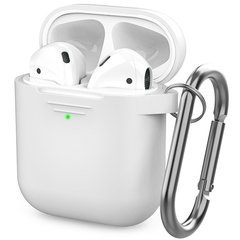 Чехол с карабином для Apple AirPods MIC Silicone Case with Carabiner for Apple AirPods - White, цена | Фото