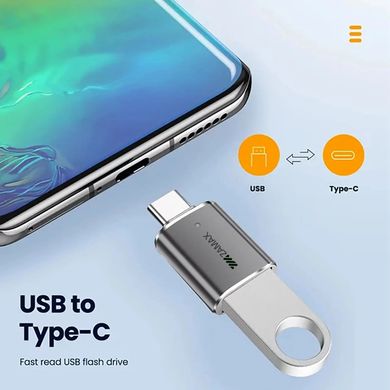 Перехідник ZAMAX mini OTG Type-C to USB 3.0 - Gray, ціна | Фото