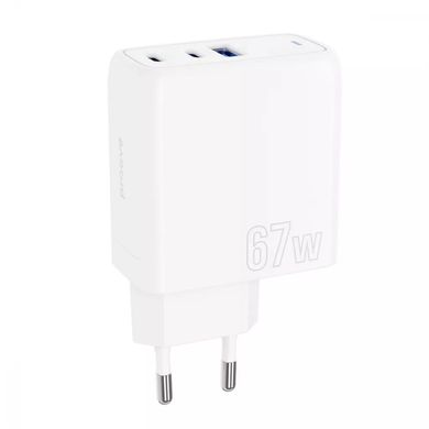 Зарядний пристрій Proove Shot GaN 67W (2Type-C + USB) - White, ціна | Фото