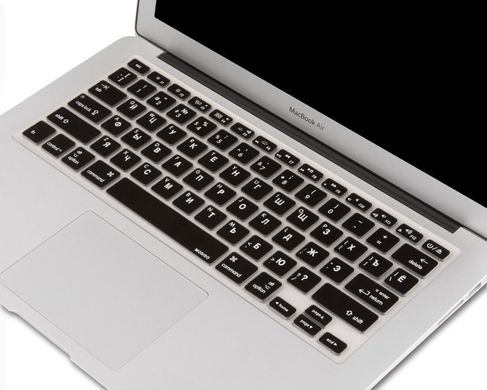 Накладка на клавиатуру для MacBook Air 13 (2012-2017) / Pro Retina 13/15 (2012-2015) - Черная US (русская гравировка), цена | Фото