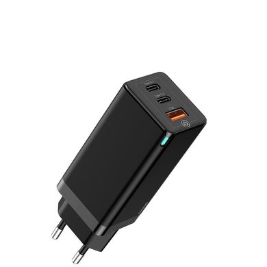Зарядний пристрій Baseus GaN Quick Travel Charger 65W (2 Type-C + 1 USB) - White, ціна | Фото